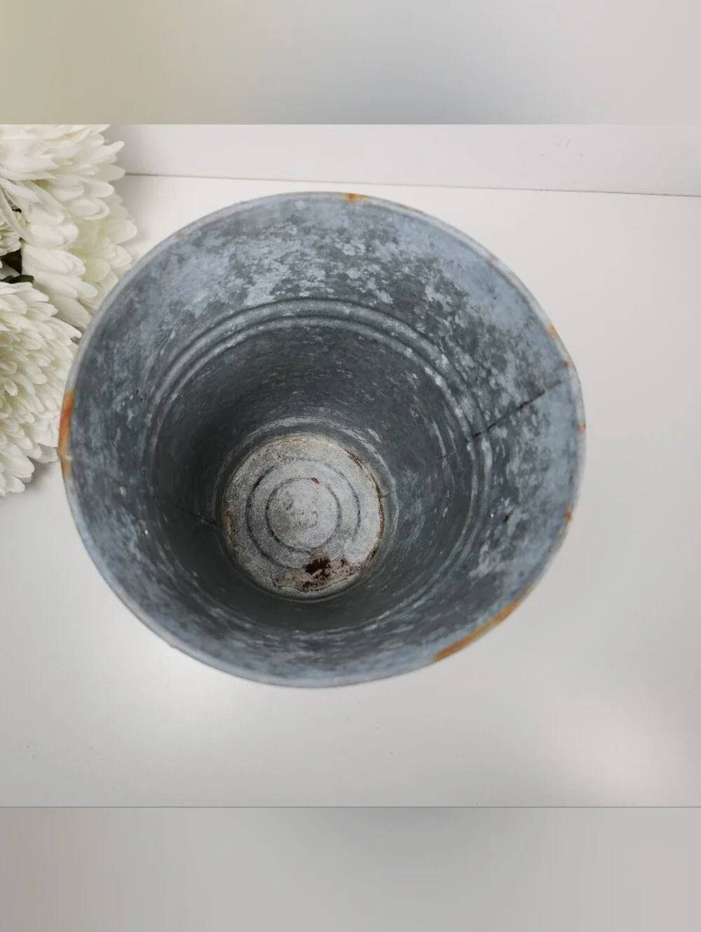 Vintage Galvanized Metal French Style Floral Basket | Flower Market Basket